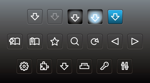 A sample of icon symbols in the works for Fennec.